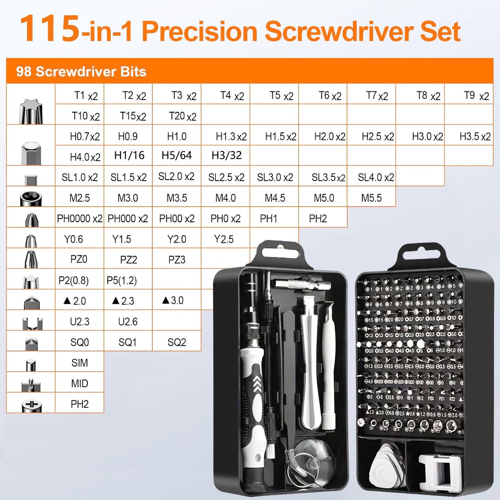 115 in 1 Precision Screwdriver Set with Torx & Tri-wing Bits - Mini Repair Tool Kit for Electronics, iPhone, MacBook,... - Image 2