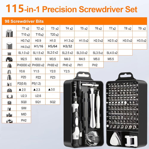 115 in 1 Precision Screwdriver Set with Torx & Tri-wing Bits - Mini Repair Tool Kit for Electronics, iPhone, MacBook,... - Image 2