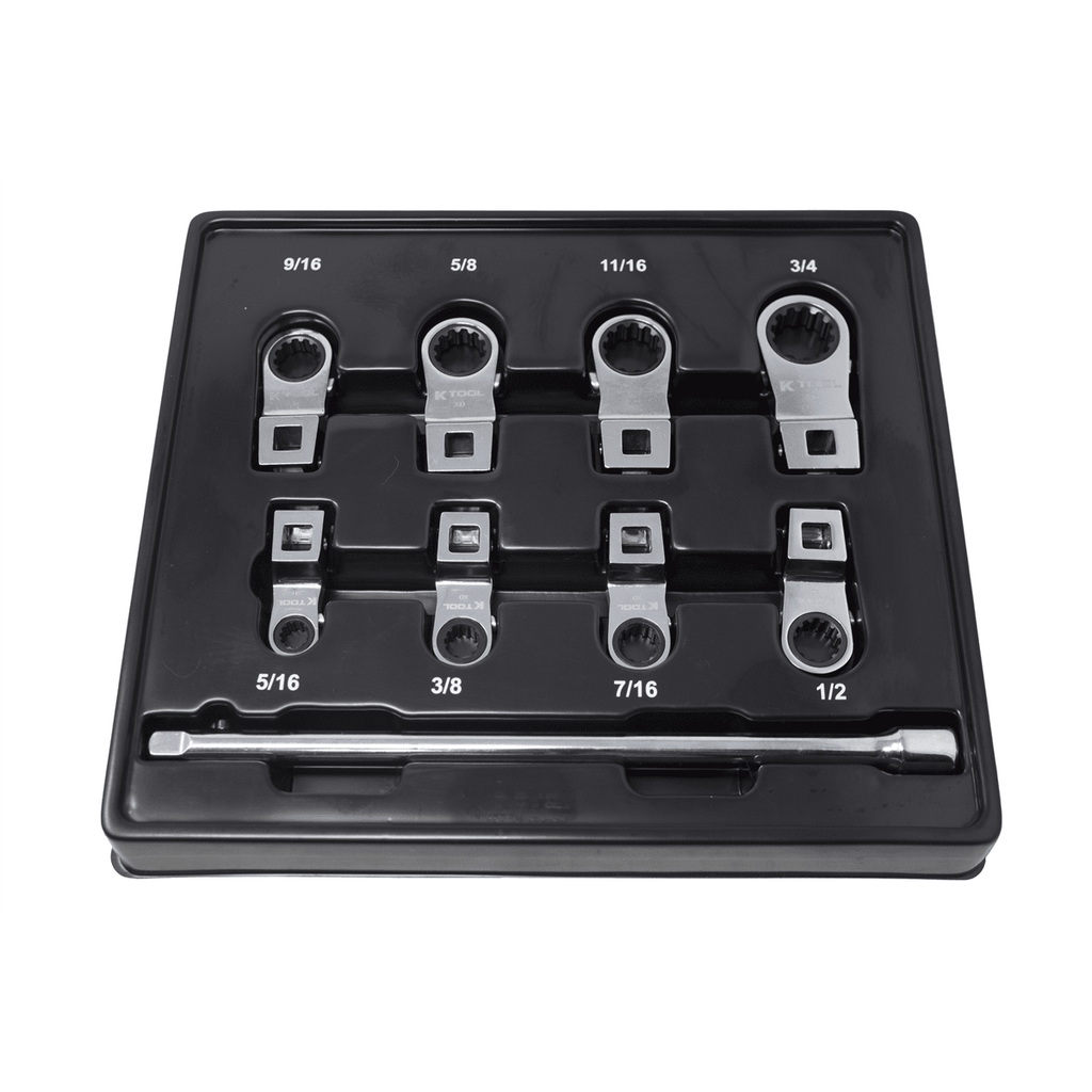 K Tool International XD2CWSS SAE Ratcheting Wrench Set 8 Piece 3/8 Drive - Image 3