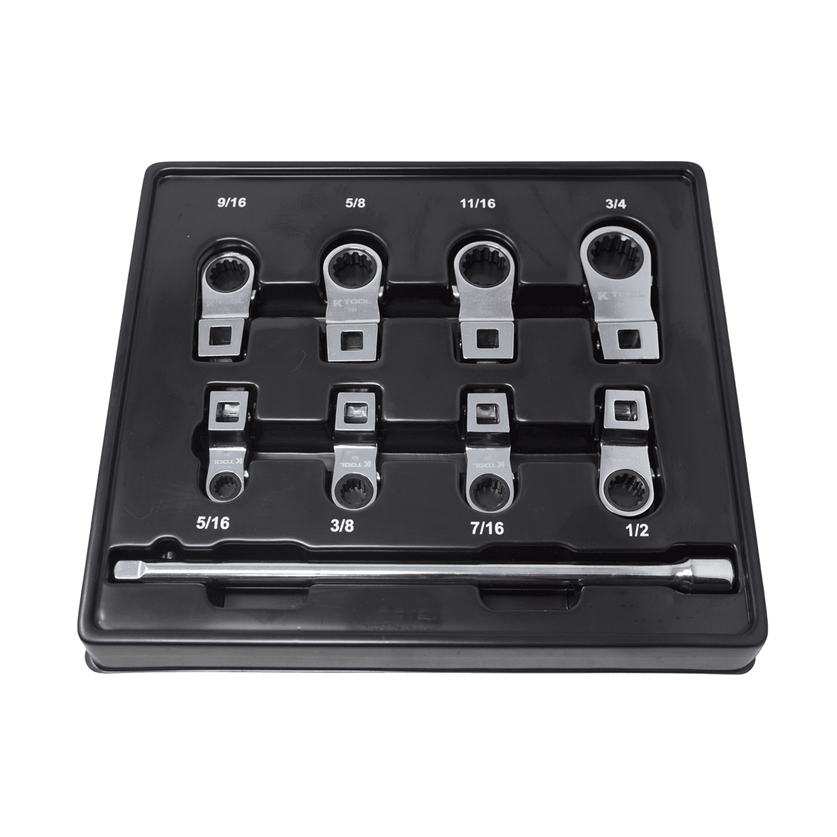 K Tool International XD2CWSS SAE Ratcheting Wrench Set 8 Piece 3/8 Drive - Image 3