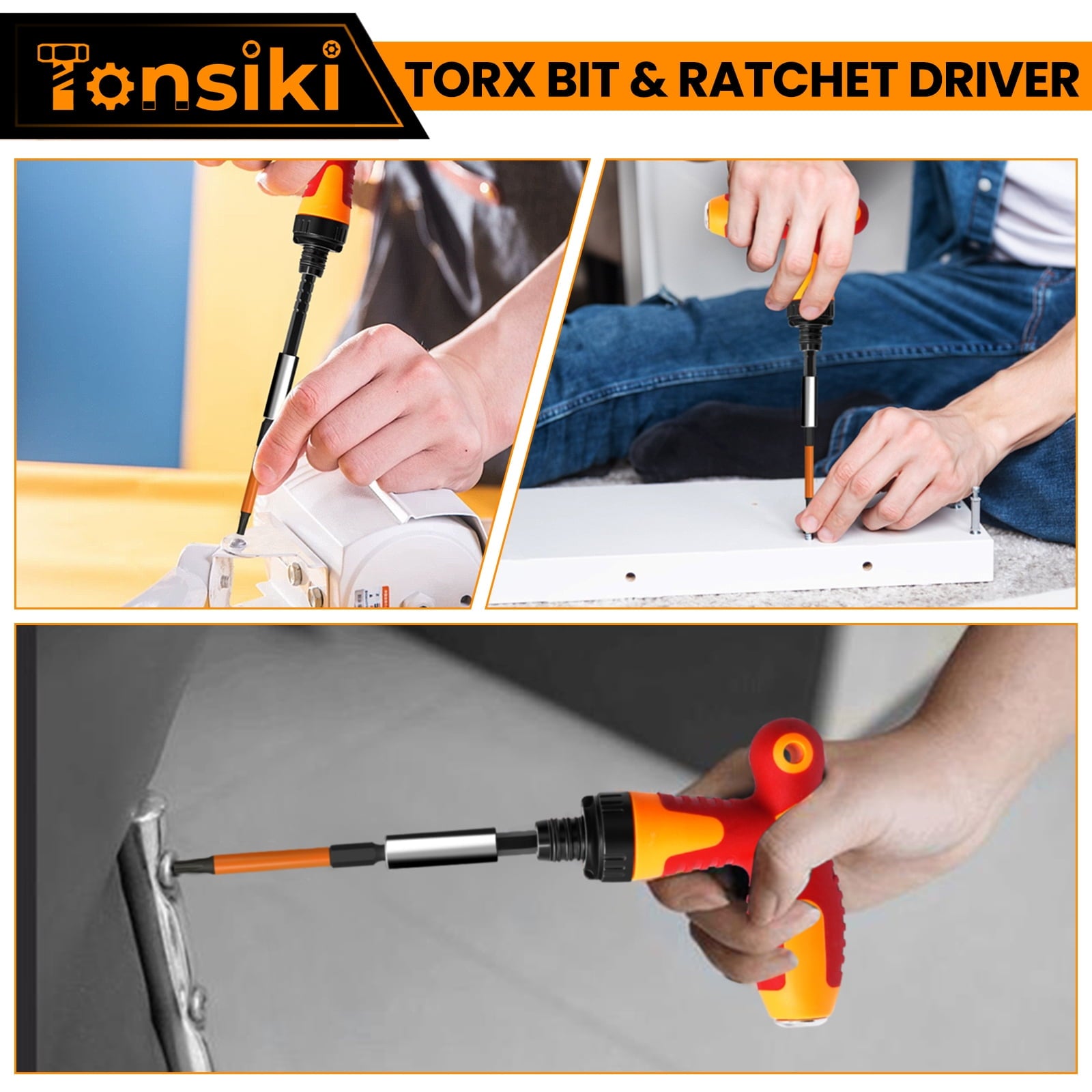 14Pcs Torx Bit Set, Tamper Proof Torx Bits with T Ratchet Screwdriver, 1/4 Hex Shank Magnetic Torx Screwdriver Sets f... - Image 6