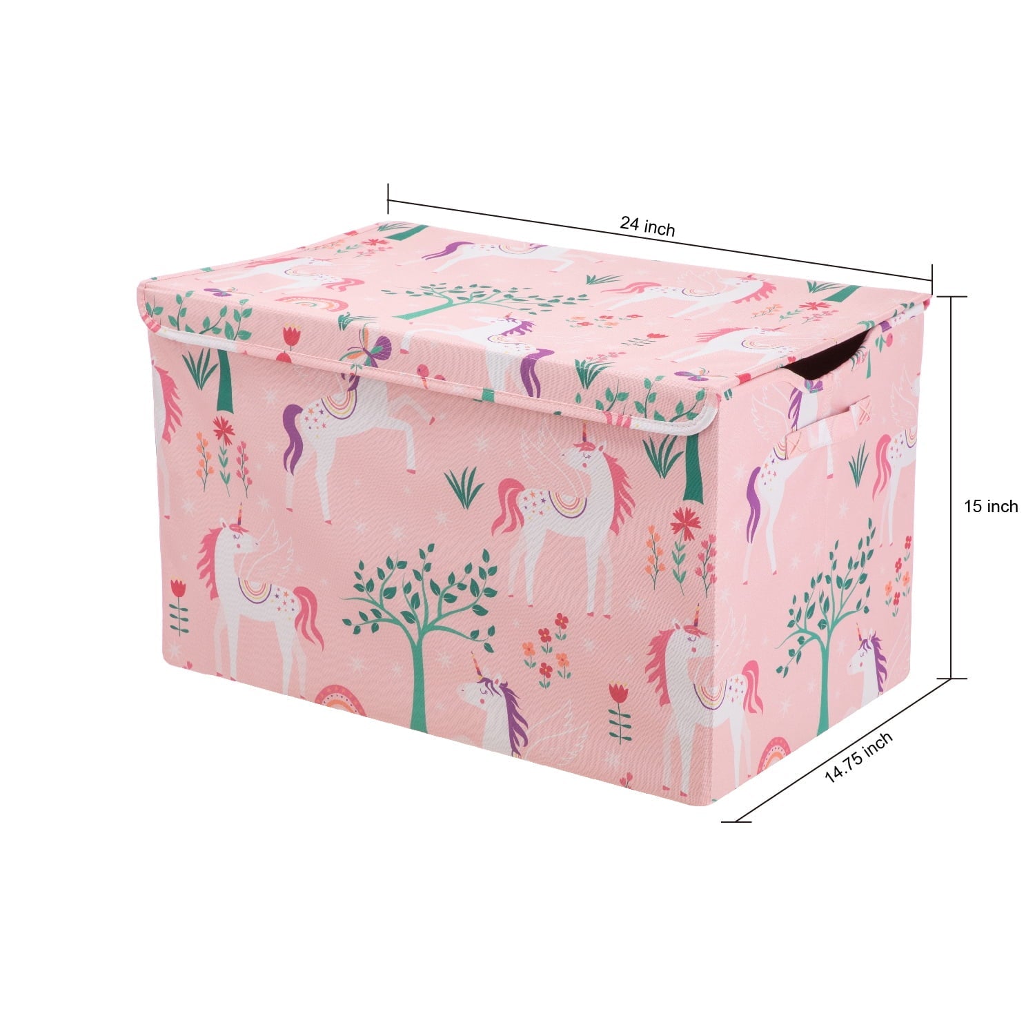 Kids Butterfly Pattern Collapsible Toy Storage Trunk, 24 in x 14.8 in x 15 in