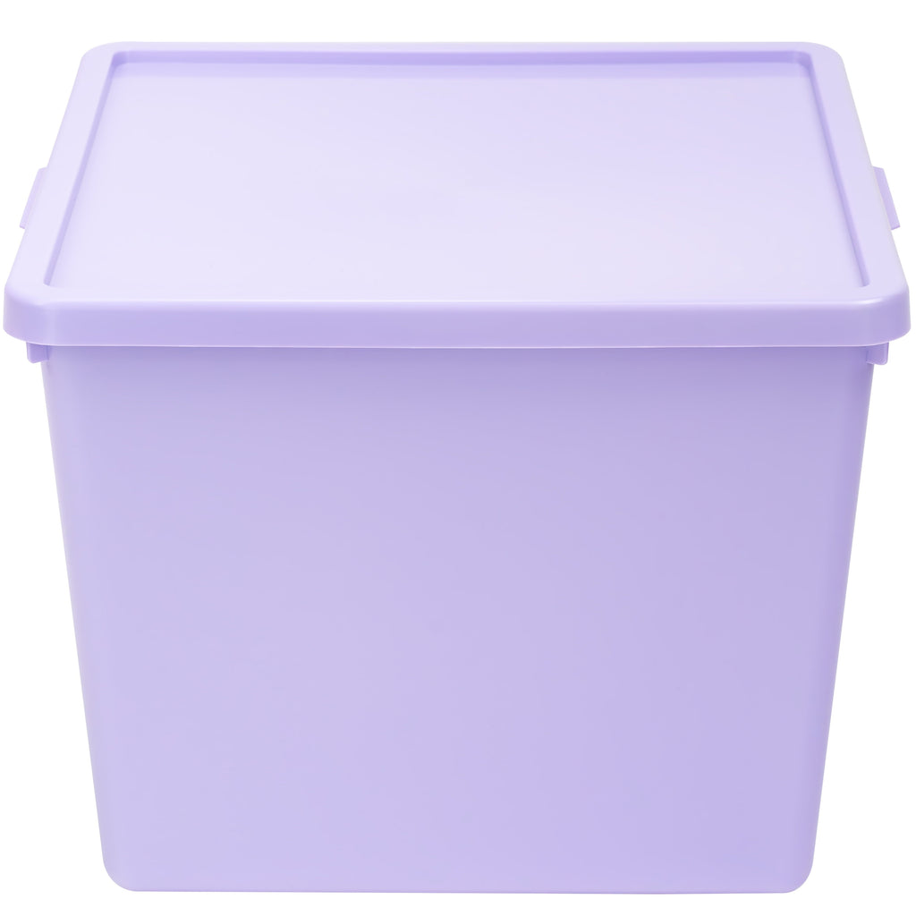 Kids Large Tinted Clear Plastic Stacking Storage Bin with Lid, Grey, 12 in x 12.4 in x 9.4 in