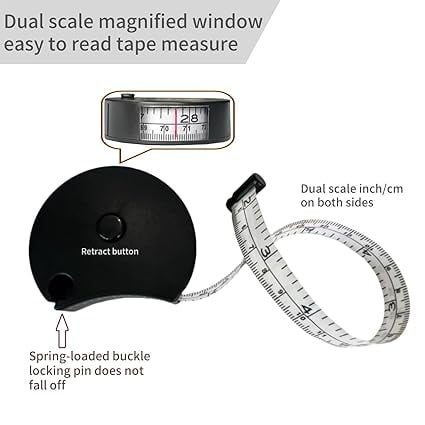 60In/150cm Dual-Scale with Locking Pin Retractable Window Reading Soft Measure for Tailoring Fitness Weight Loss Circ... - Image 5