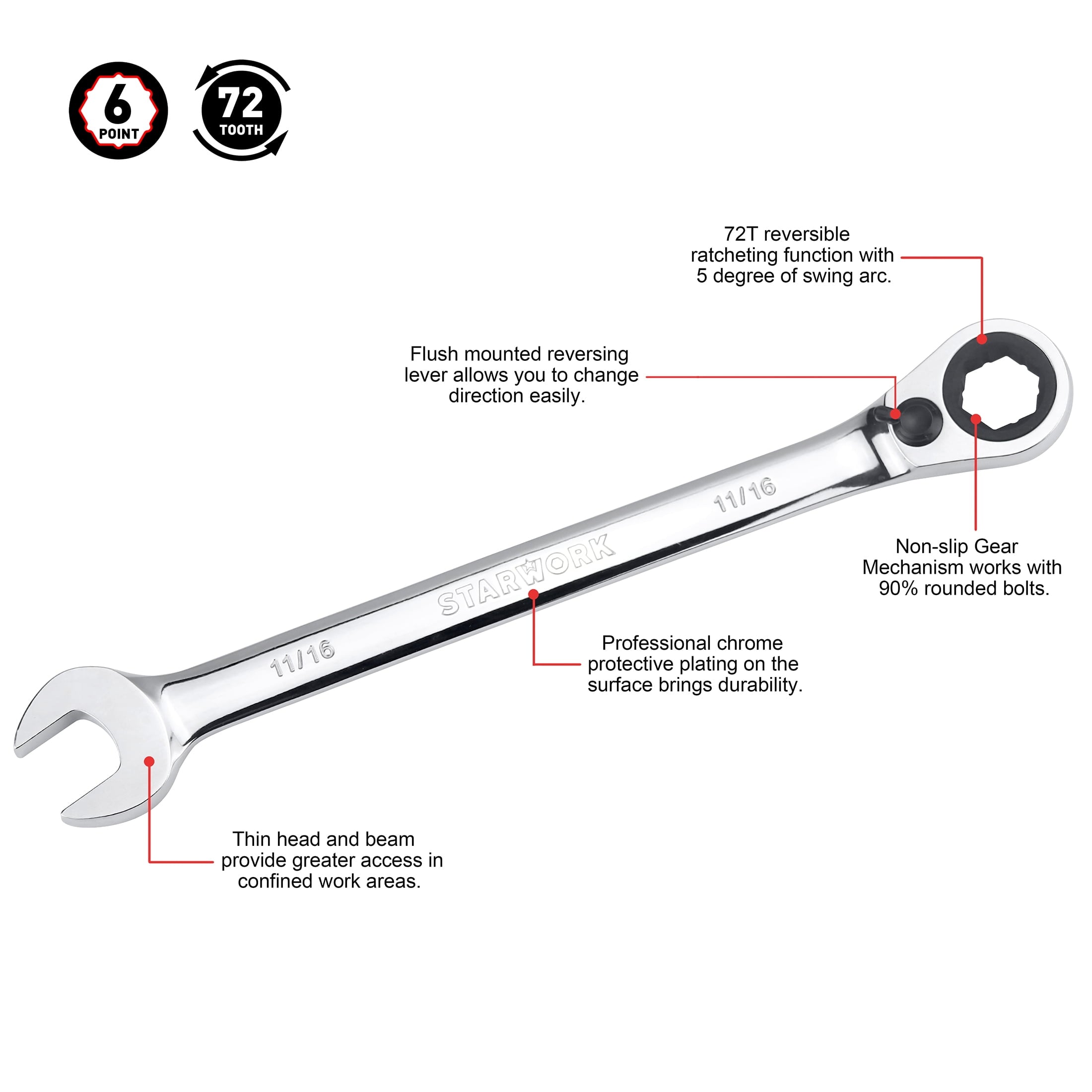 TRUE MECHANIC 20 Pc. Reversible Ratcheting Combination Wrench Set - Image 4