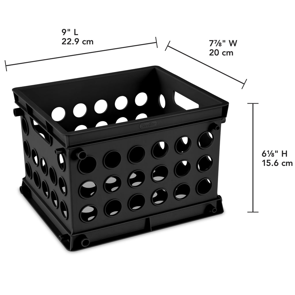 Mini Crate, Plastic Storage Bin, Black