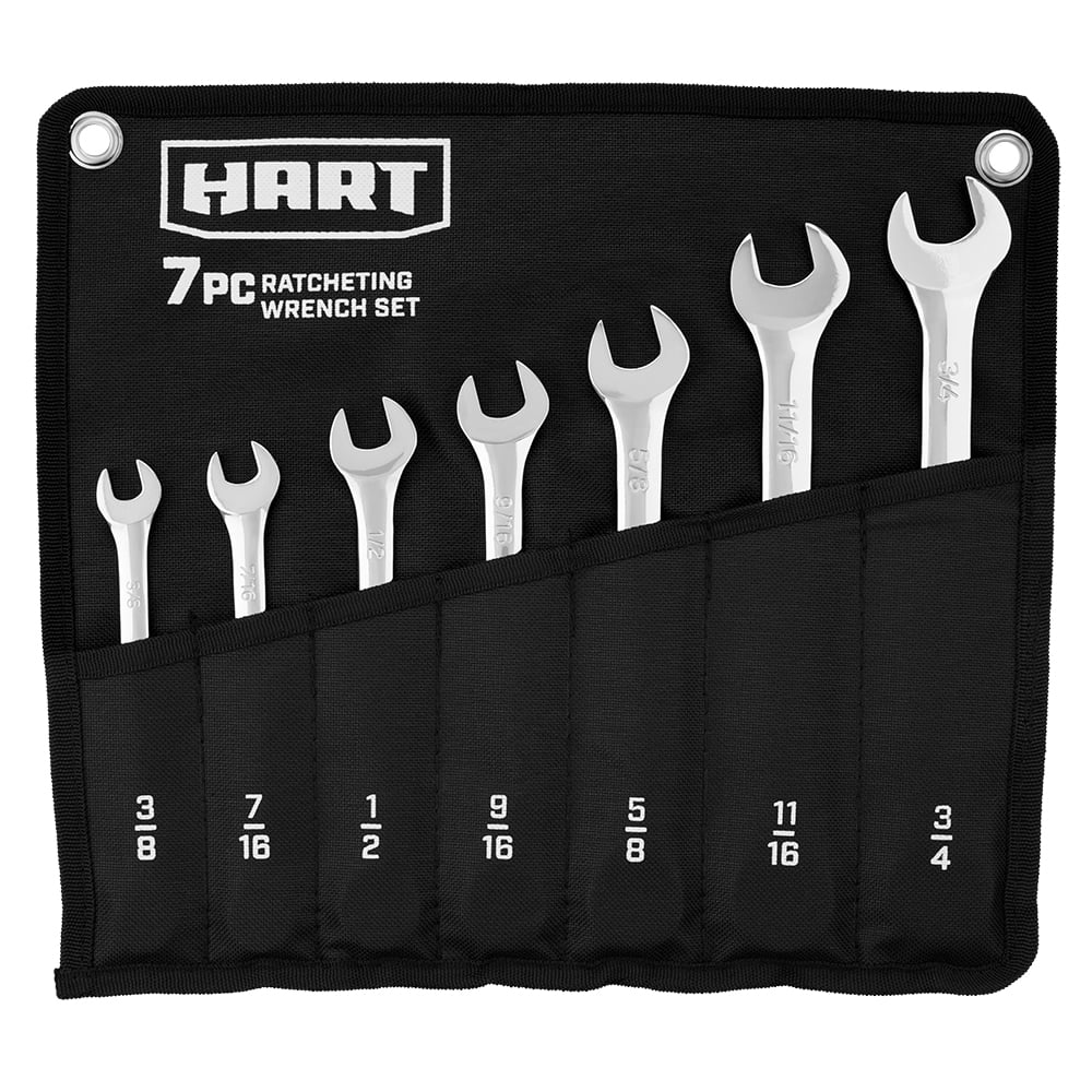 7-Piece SAE Ratcheting Wrench Set with Tool Pouch, Chrome Vanadium - Image 3
