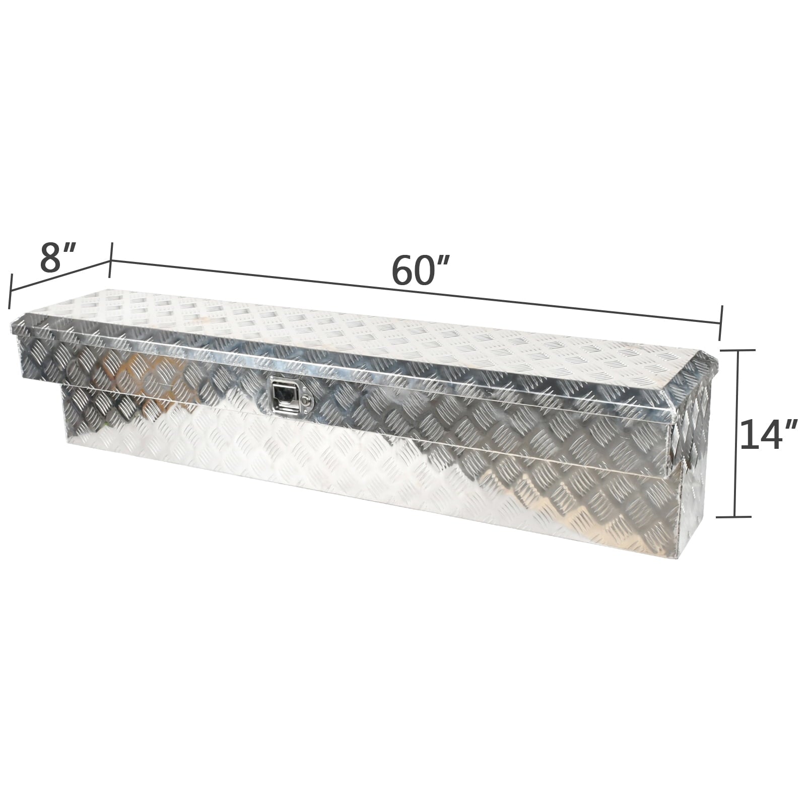 ‎60"x8"x14" Aluminum Side Tool Box for Truck Pickup Trailer Storage Bed Silver - Image 6