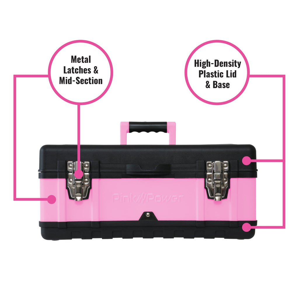 Tool Box for Women - 18" Small Metal & Plastic Portable Lightweight Locking Empty Toolbox Chest - Craft Tote Storage ... - Image 5