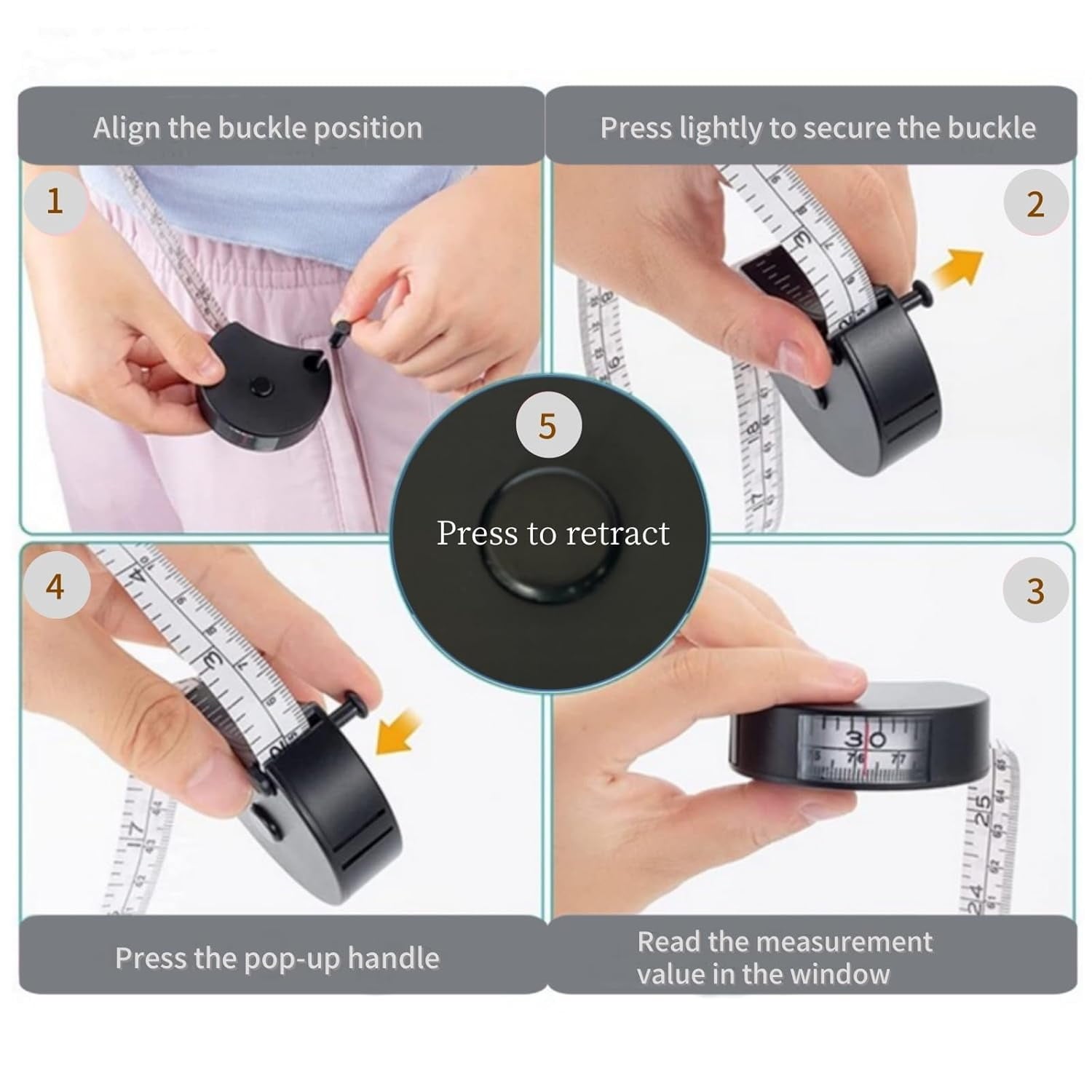 60In/150cm Dual-Scale with Locking Pin Retractable Window Reading Soft Measure for Tailoring Fitness Weight Loss Circ... - Image 6