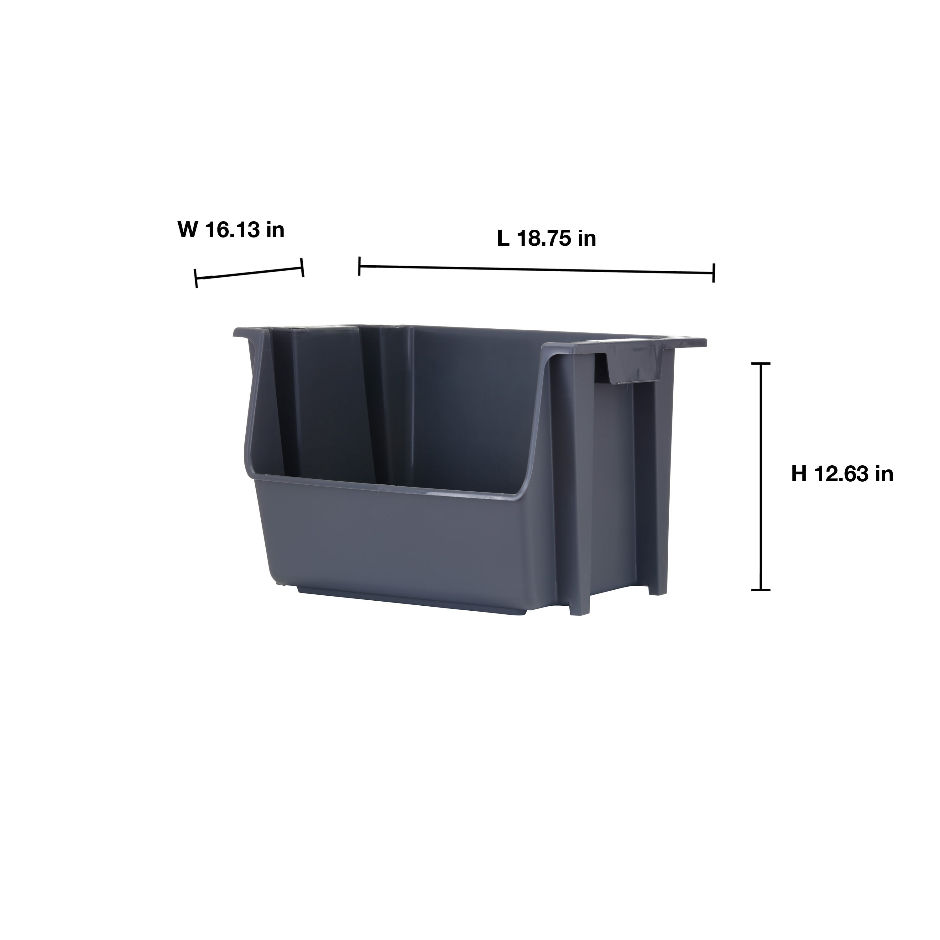 Mighty Tuff Large Nesting Stack Storage Bin, All, Plastic, Gray
