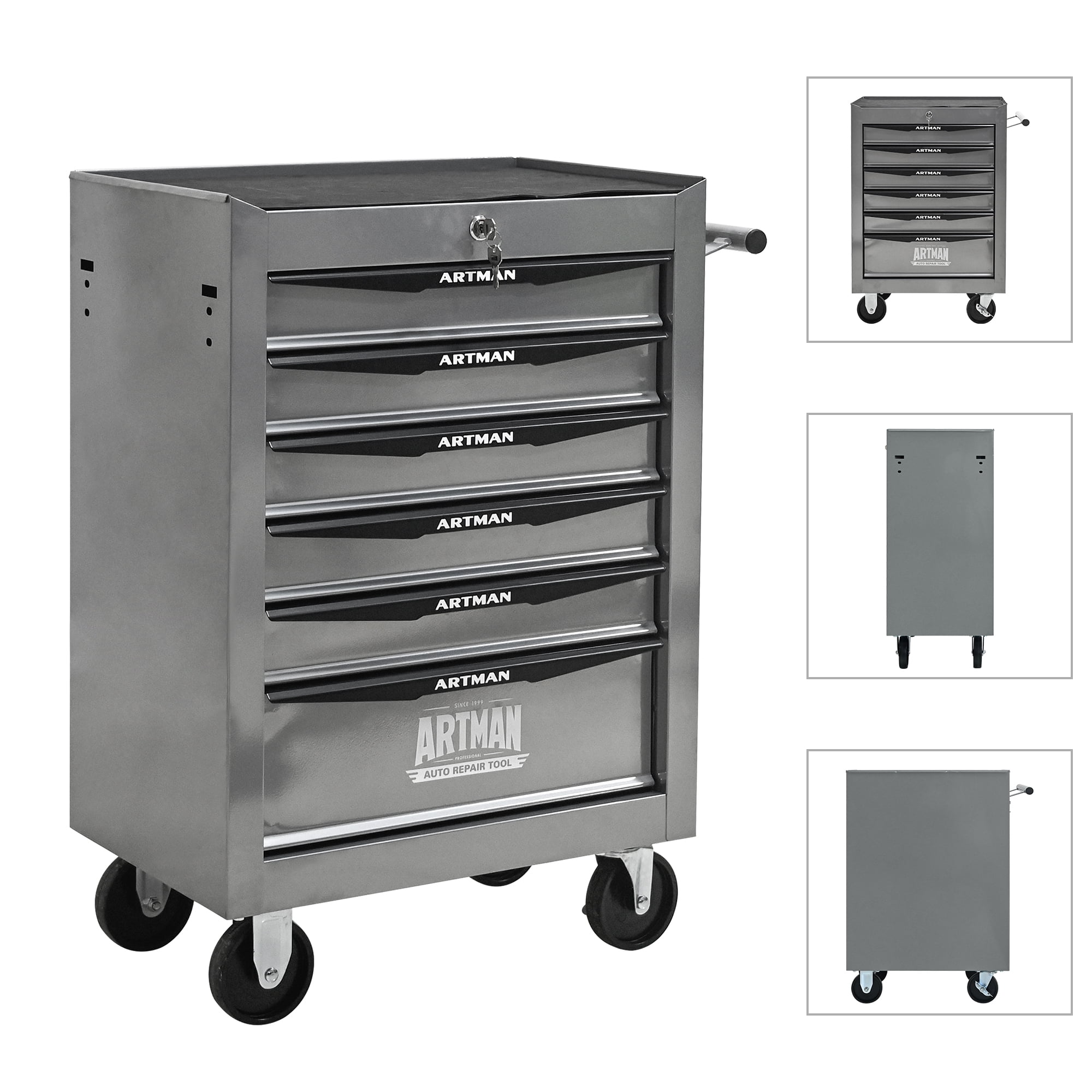 20" 6-Drawer Tool Chest Cabinet with Ball Bearing Drawer Slides, Steel Tool Storage Box Organizer for Garage Workshop... - Image 3