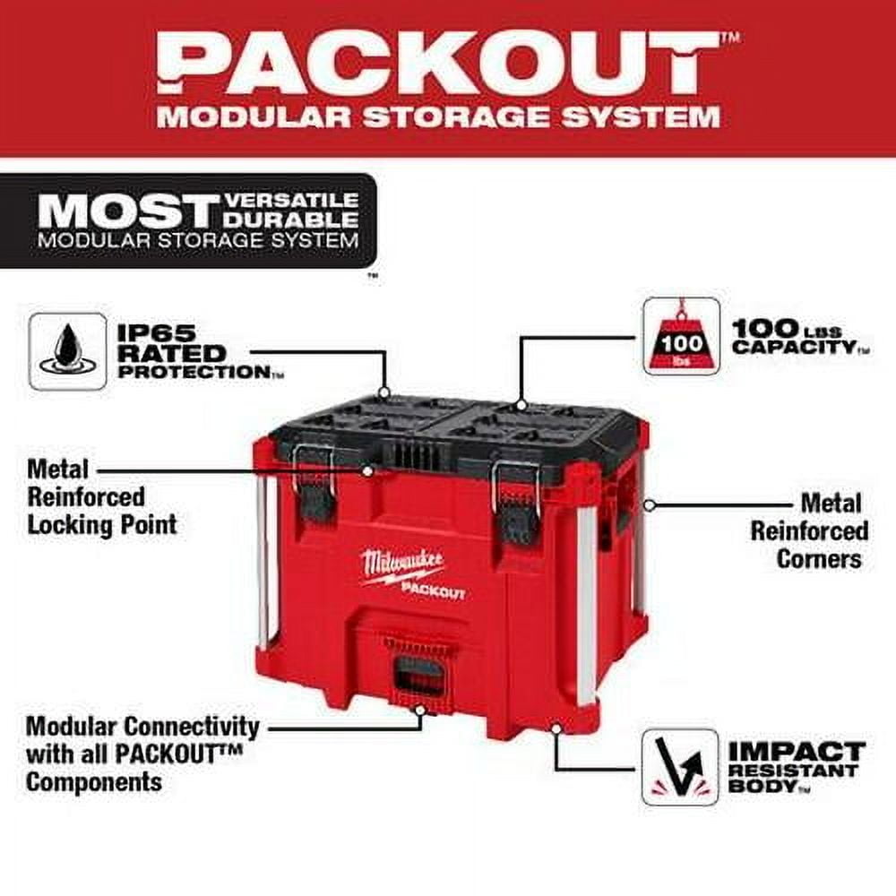Tool PACKOUT XL Tool Box, Impact-Resistant, Polymer, Black/Red, 22 in W x 16 in D x 19 in H - Image 2