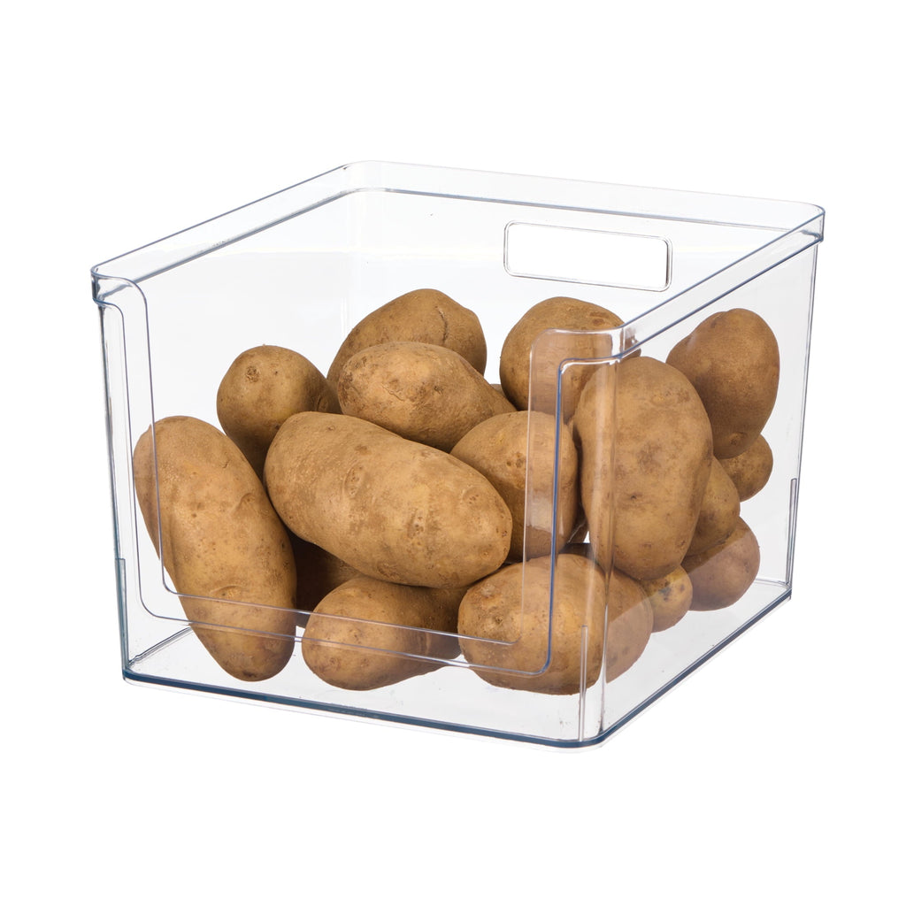 Deep Open-Front Pantry Organizer Bin, Clear Plastic, 12” x 10.5” x 8.0”