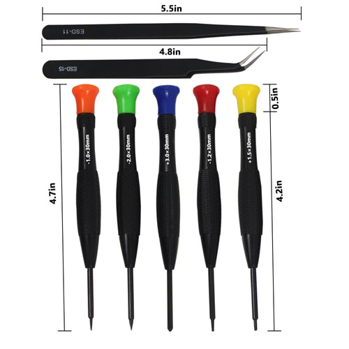18Pcs Screwdriver Set, 16 Different Magnetic Precision Screwdrivers and 2 Anti-static Tweezers, Suitable for Repairing Phone, Watch, Glasses - Image 2