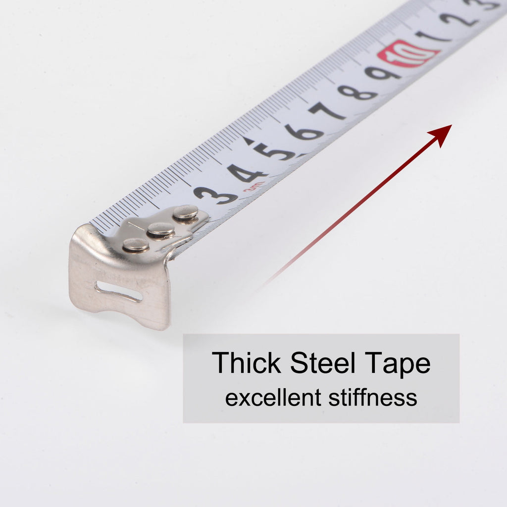Tape Measure 3 Meters Metric Ruler Extra Thick Steel Measuring Tape 19mm Wide, Transparent Red ABS Case - Image 4