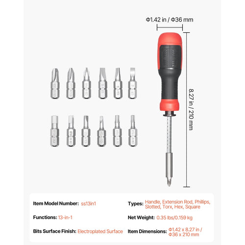 13-in-1 Magnetic Screwdriver Set with Multi Bits, Includes Phillips, Flat Head, Torx, and Square Bits, Ideal for Repa... - Image 2