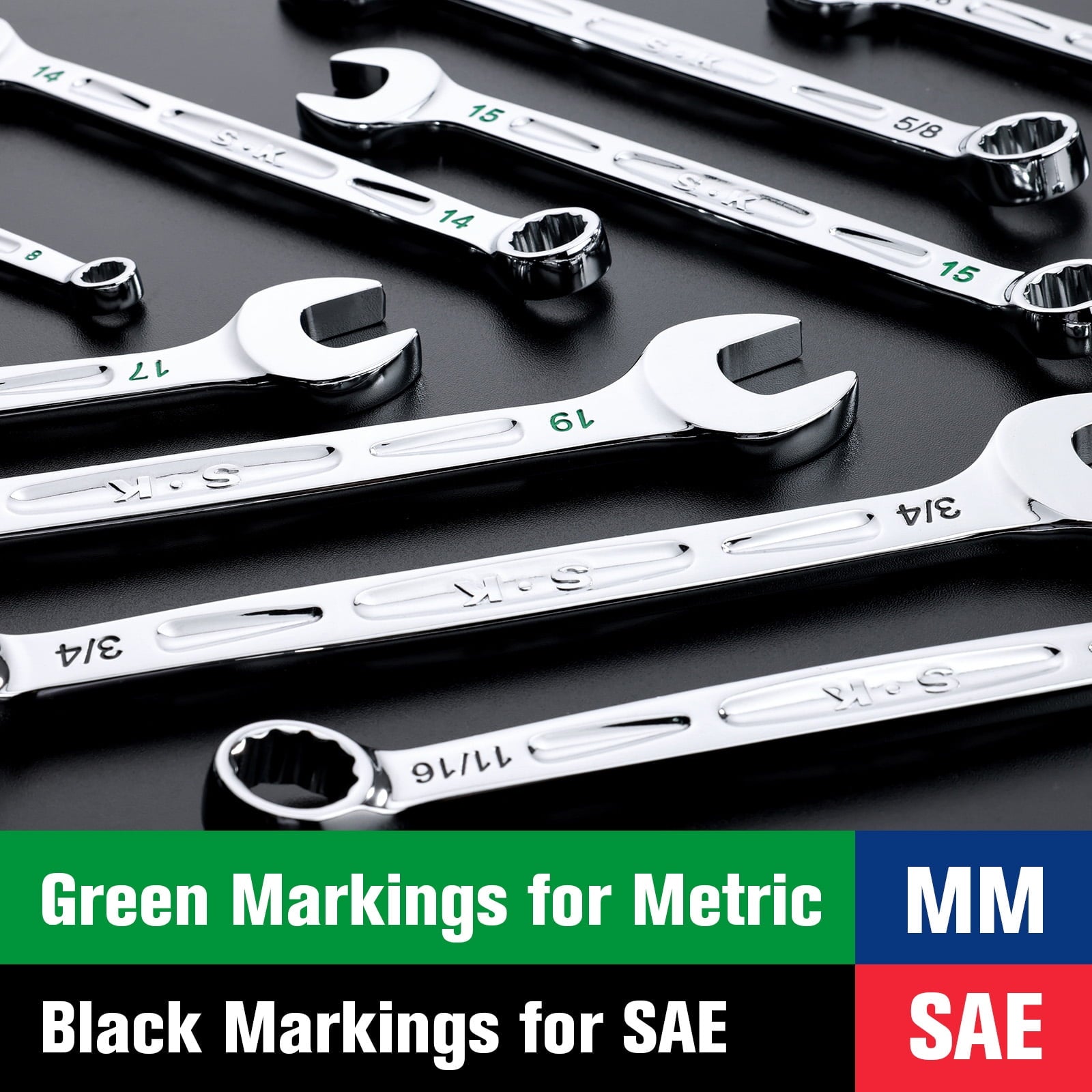 SK Hand Tools SK01365 8-Piece SAE Combination Wrench Set, 360 Degree Rotation - Image 5