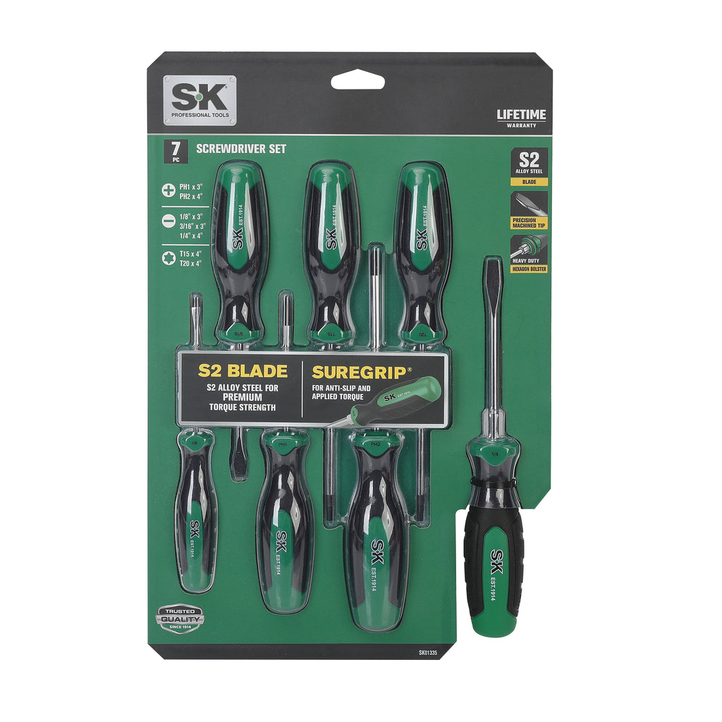 SK Hand Tools 7 Piece Screwdriver Set with 360 Degree Rotation - Image 2
