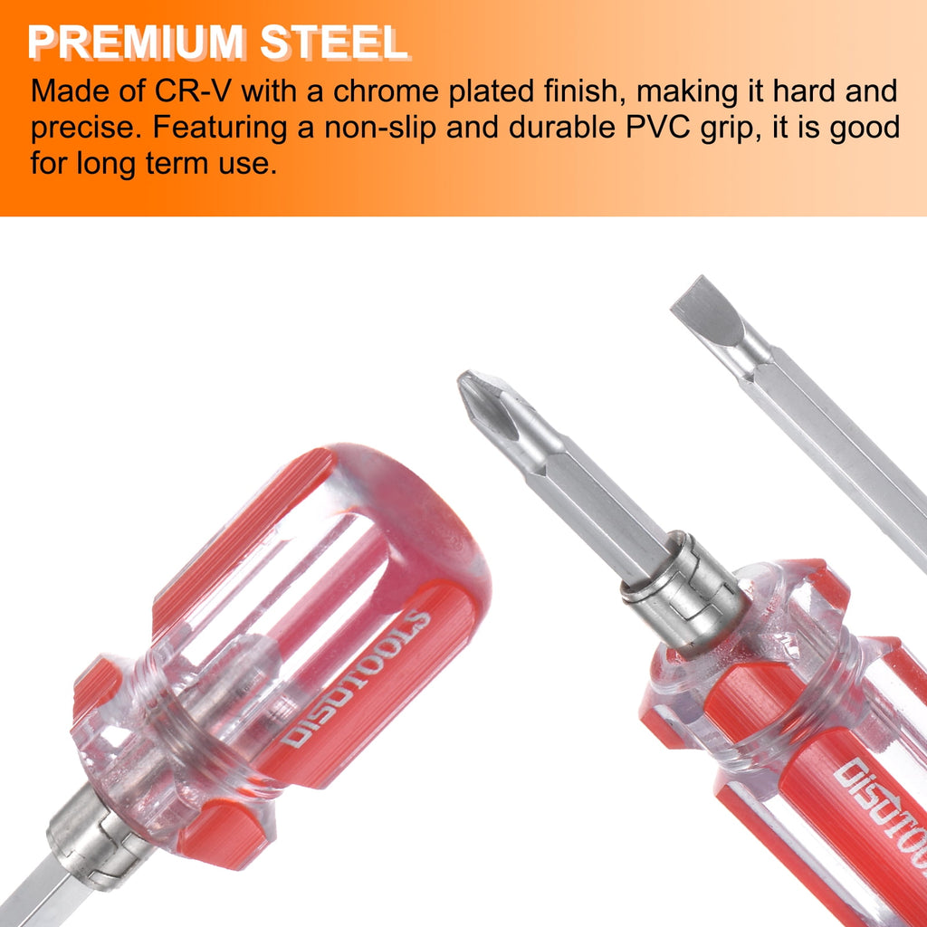 Uxcell 2 in 1 Short Screwdrivers Set PH2 Phillips SL6 Flat Head Stubby Magnetic CR-V Screwdrivers Pocket Tip Slotted - Image 5