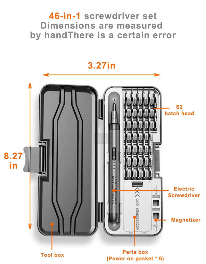 46-in-1 Mini Electric Screwdriver Kit, 3N.m Torque & Quick-Charge | Precision Set with Magnetic Bits & Case | 5 Torqu... - Image 2