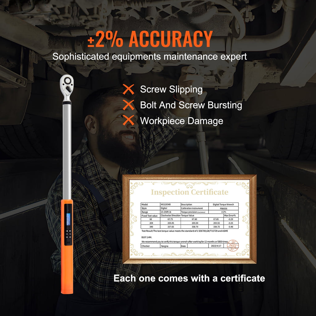 Digital Torque Wrench, 1/2" Drive Electronic Torque Wrench, Torque Wrench Kit 25-250ft.lb/34-340n.m Torque Range Accu... - Image 2