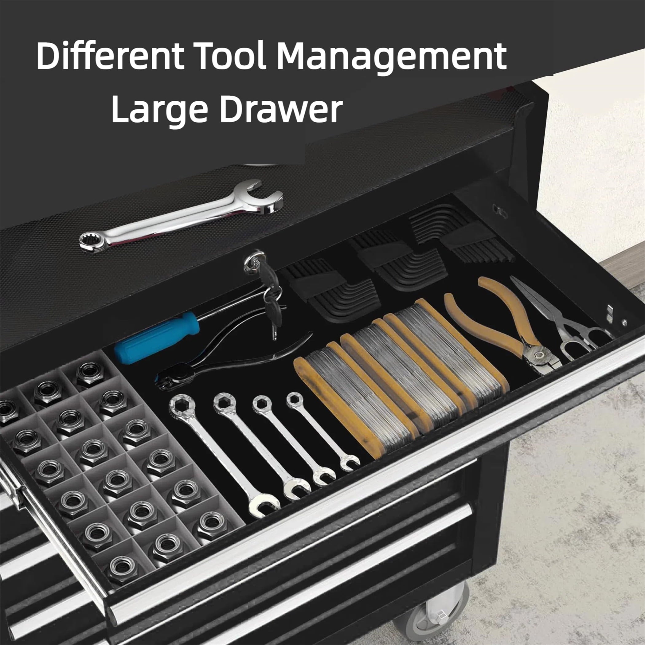 Aukfa Tool Box, 24.5 in 7-Drawer Steel Rolling Tool Chest on Wheels for Workshop Garage, Black - Image 6