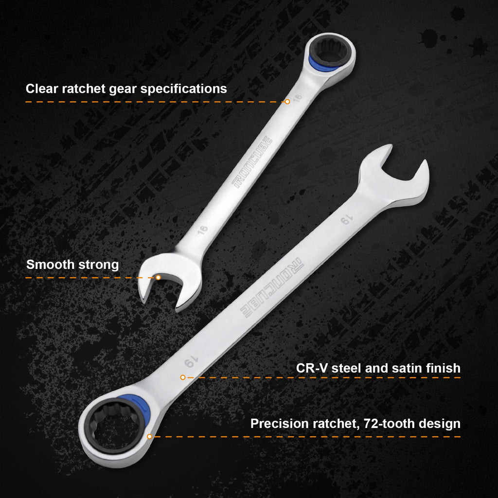 12-Piece Ratcheting Wrench Set, Metric 8-19mm, With Black Oxford Fabric Storage Bag for Motorcycle - Image 5