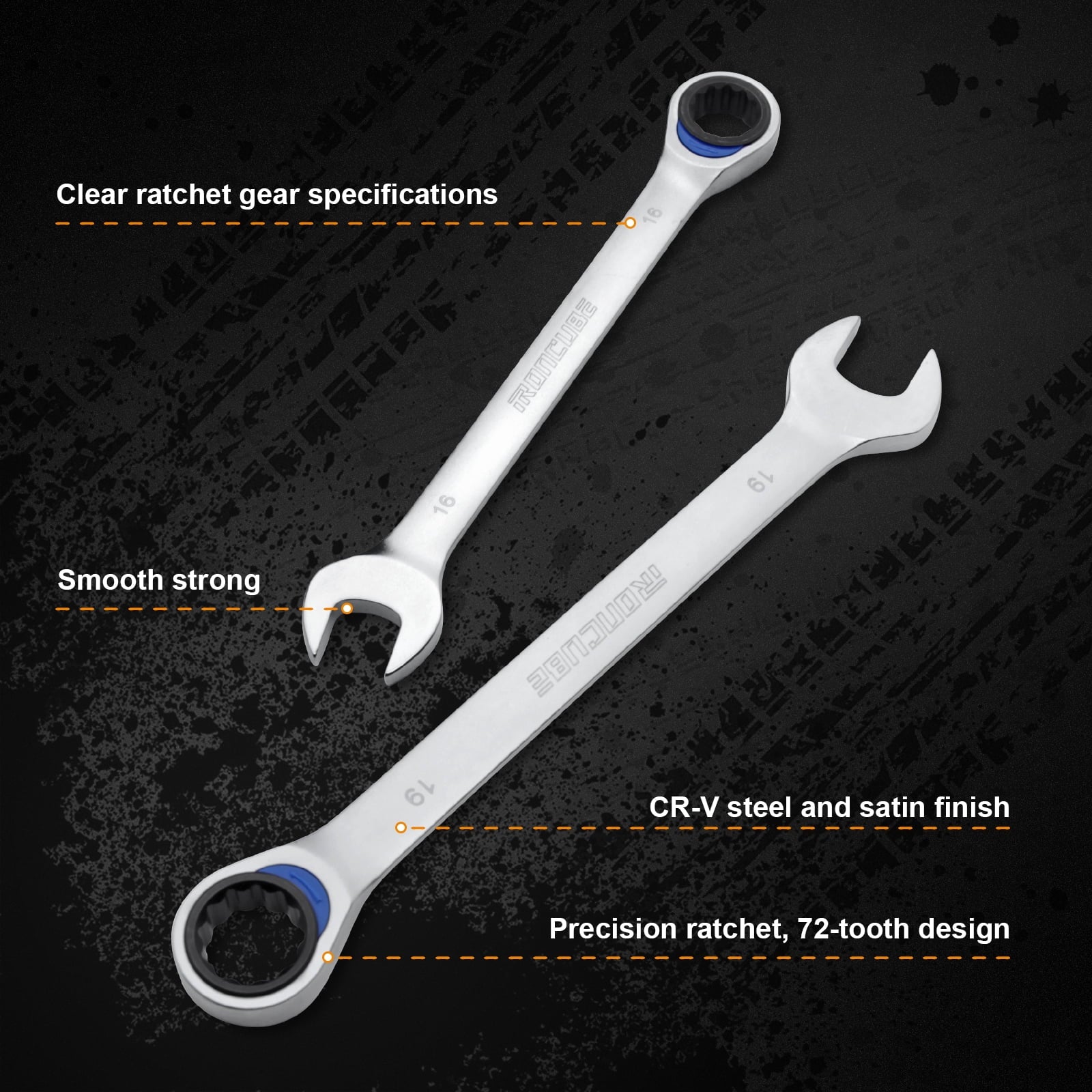 12-Piece Ratcheting Wrench Set, Metric 8-19mm, With Black Oxford Fabric Storage Bag for Motorcycle - Image 5
