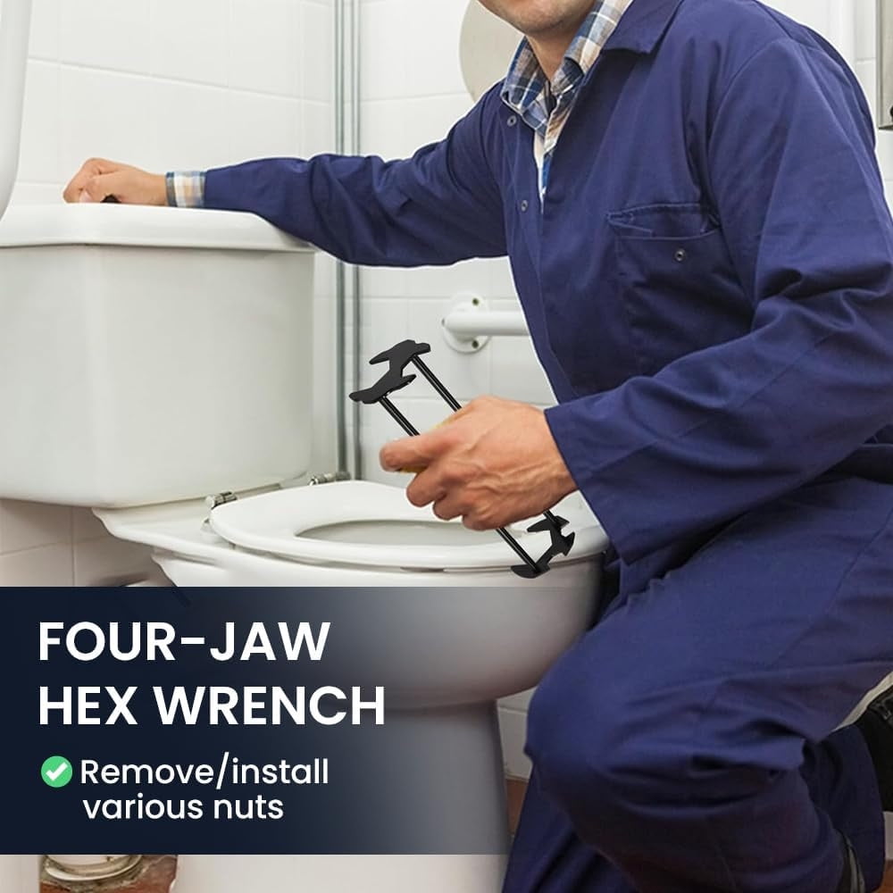 Set of 2 Basin Wrench - Heavy Duty Sink & Faucet Tool | Multifunctional Four-jaw Hex Wrench for Under Sink & Tub Drai... - Image 4