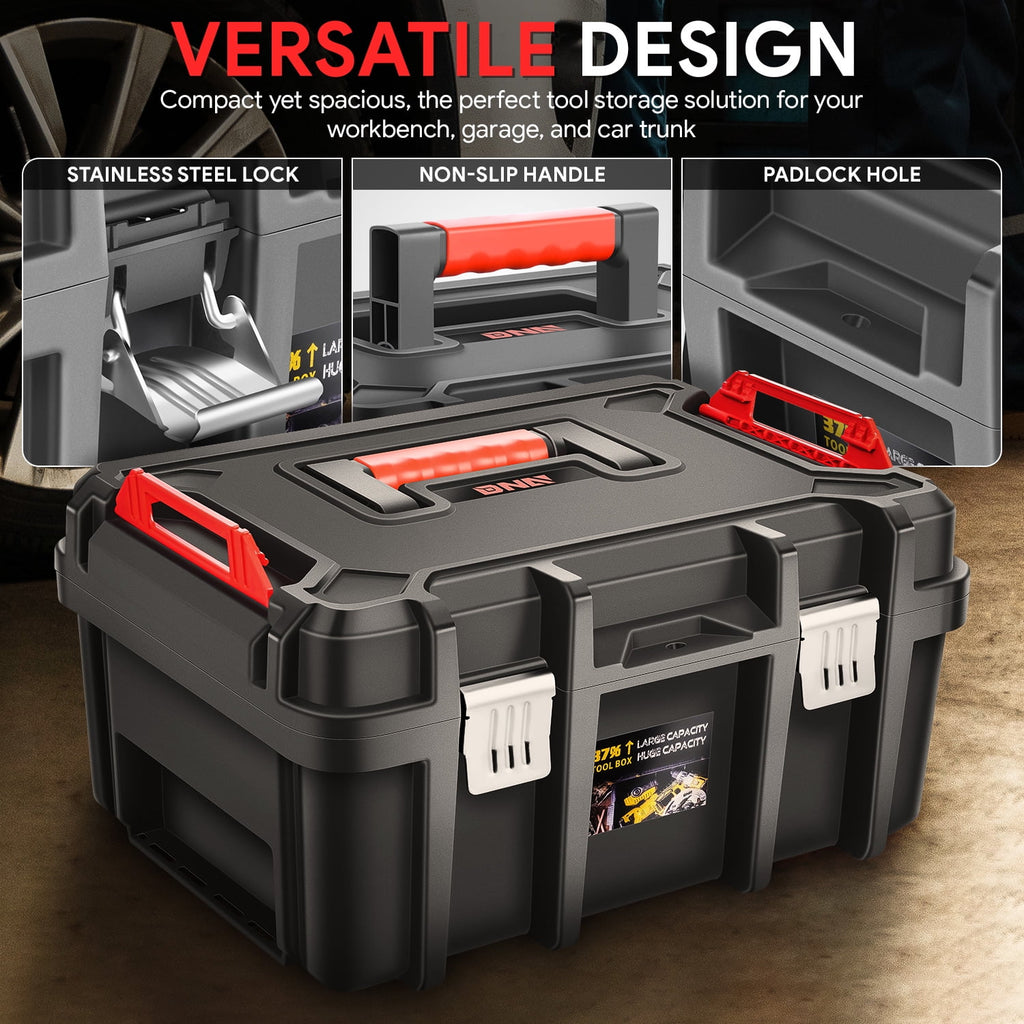 2pcs Tool Boxes Set - Lockable Organizer Storage Portable Toolbox with Removable Tray for Workshop Garage & Household... - Image 2