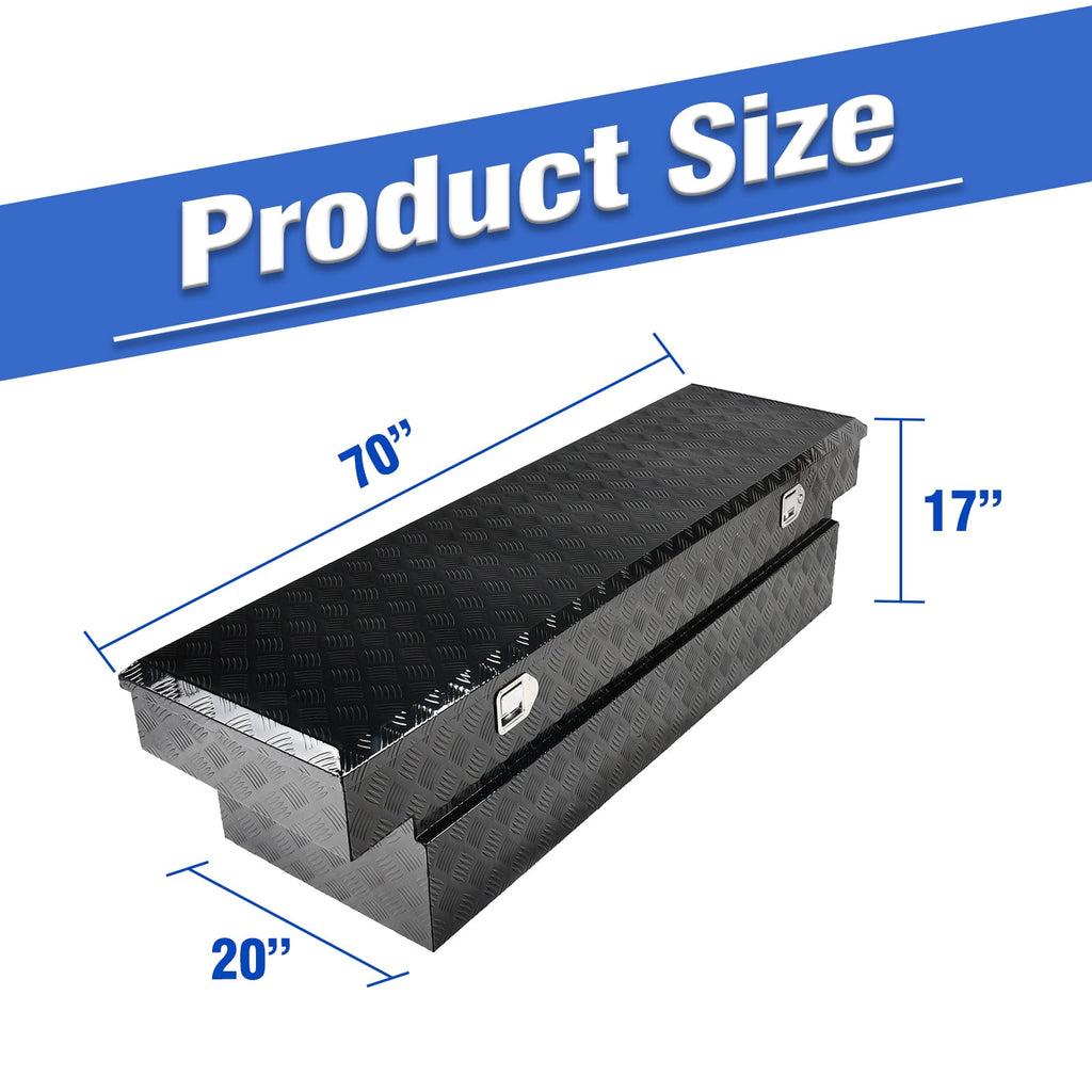 70x20x17 Inch Heavy Duty Aluminum Truck Bed Tool Box Low Profile Trailer Tongue Box for Pickup - Image 2