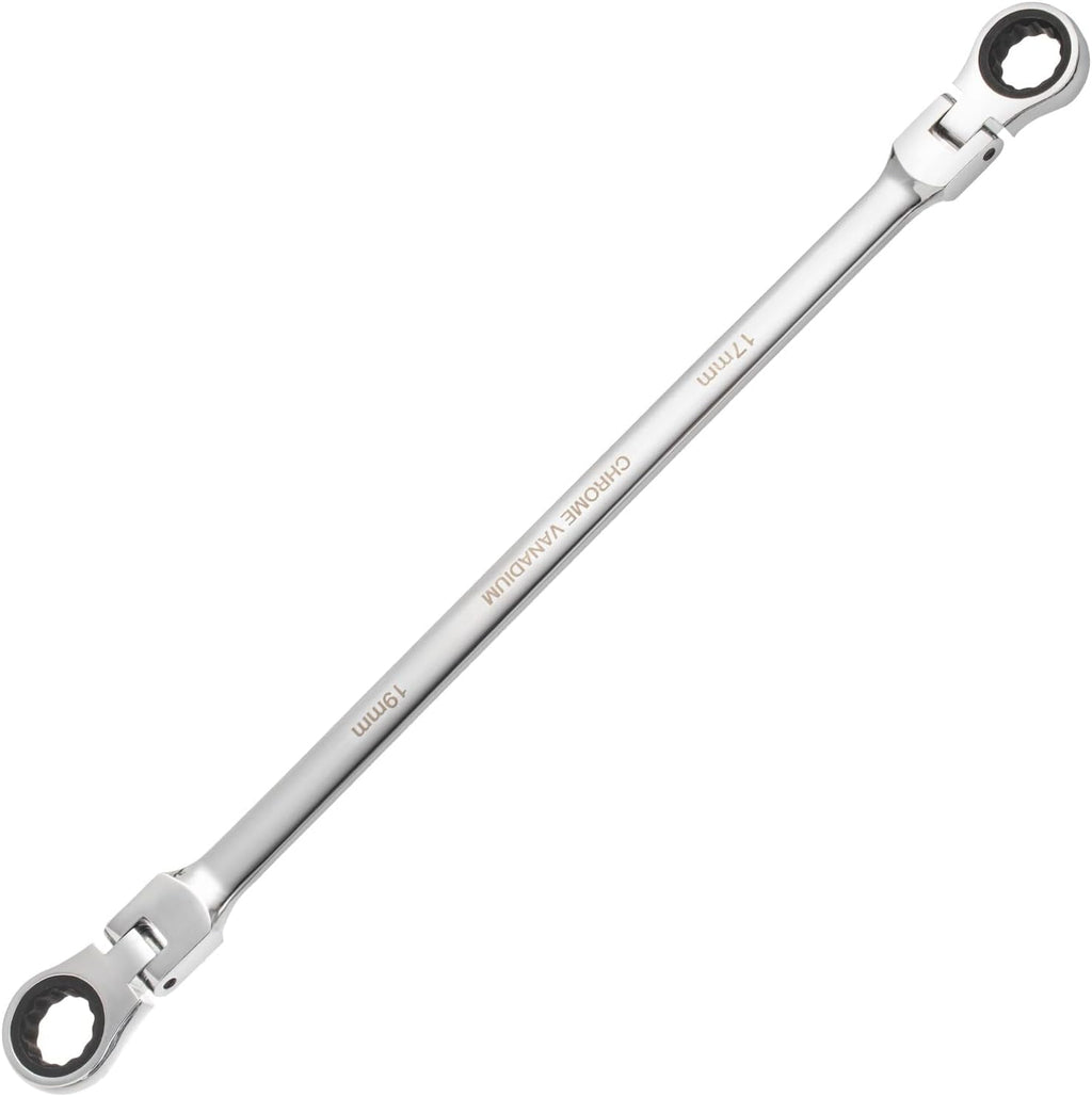 6Pcs Extra Long Flex Head Ratcheting Wrench Set Metric 8-19mm Double Box End Wrench Set Laser Etched Steel Wrenches - Image 2
