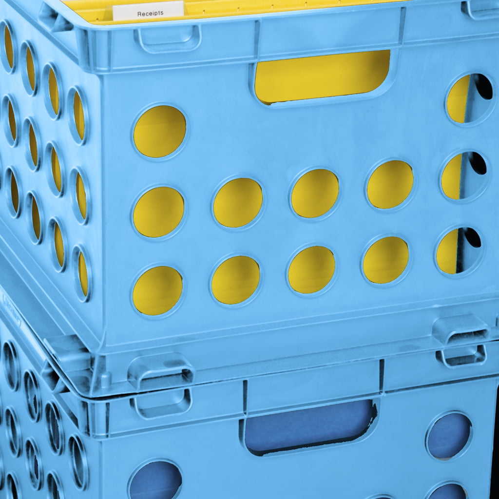 File Crate, Versatile Plastic Bin with Handles, Letter or Legal File Storage, Black, Standard Size