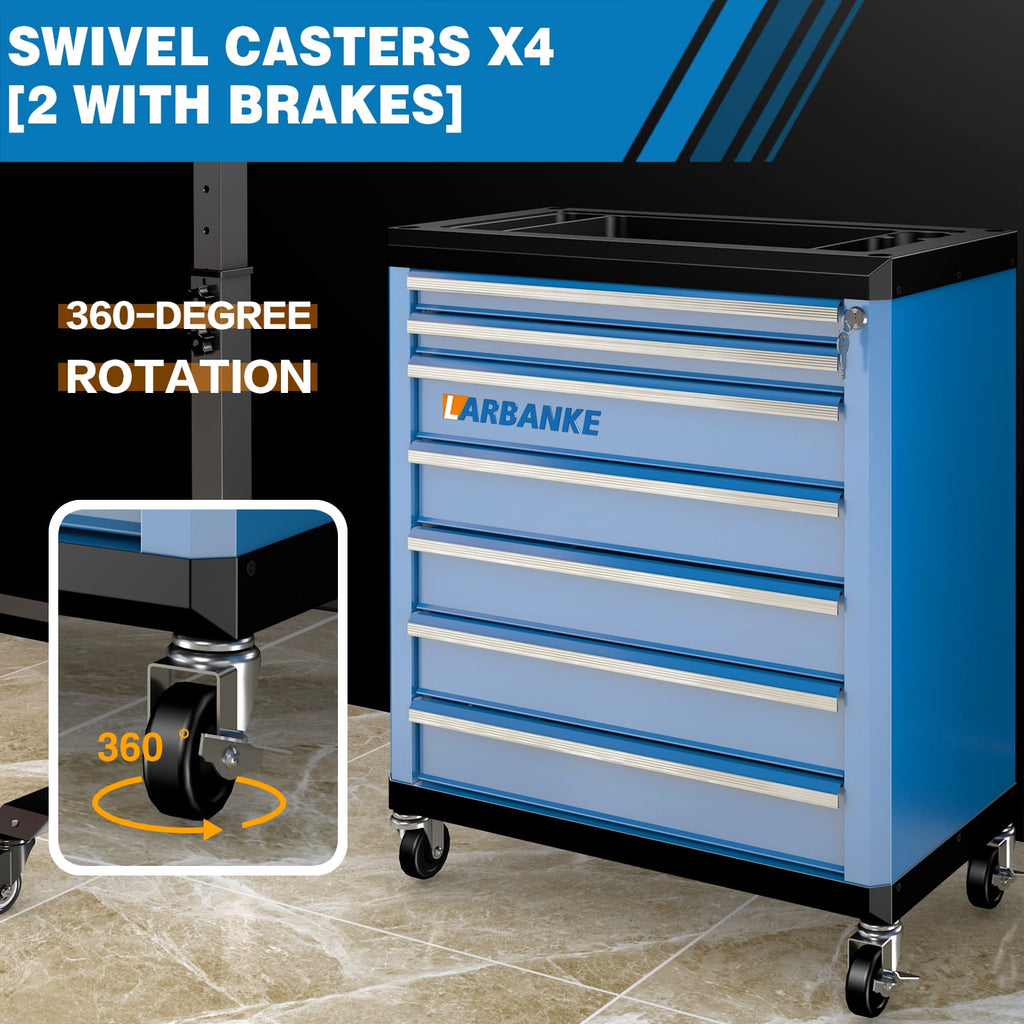 7-Drawer Rolling Tool Chest with Lock, Cectable Tool Cabinet & Cart for Garage Workshop Storage - Image 6