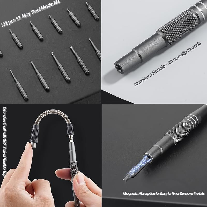 Precision Screwdriver Set Cylinder Organizing Case 128pcs in 1 Case S2 Alloy Steel Hardness Bits Space-saving Roll-up Case Professional Tool - Image 5