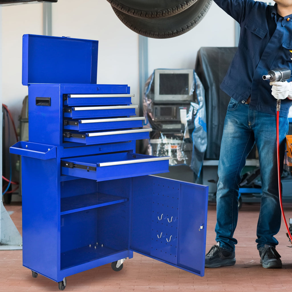 5-Drawer Tool Box, Rolling Tool Chest, Stainless Steel Tool Box with Brake Wheels and 4 Drawers, Detachable Tool Cart... - Image 3