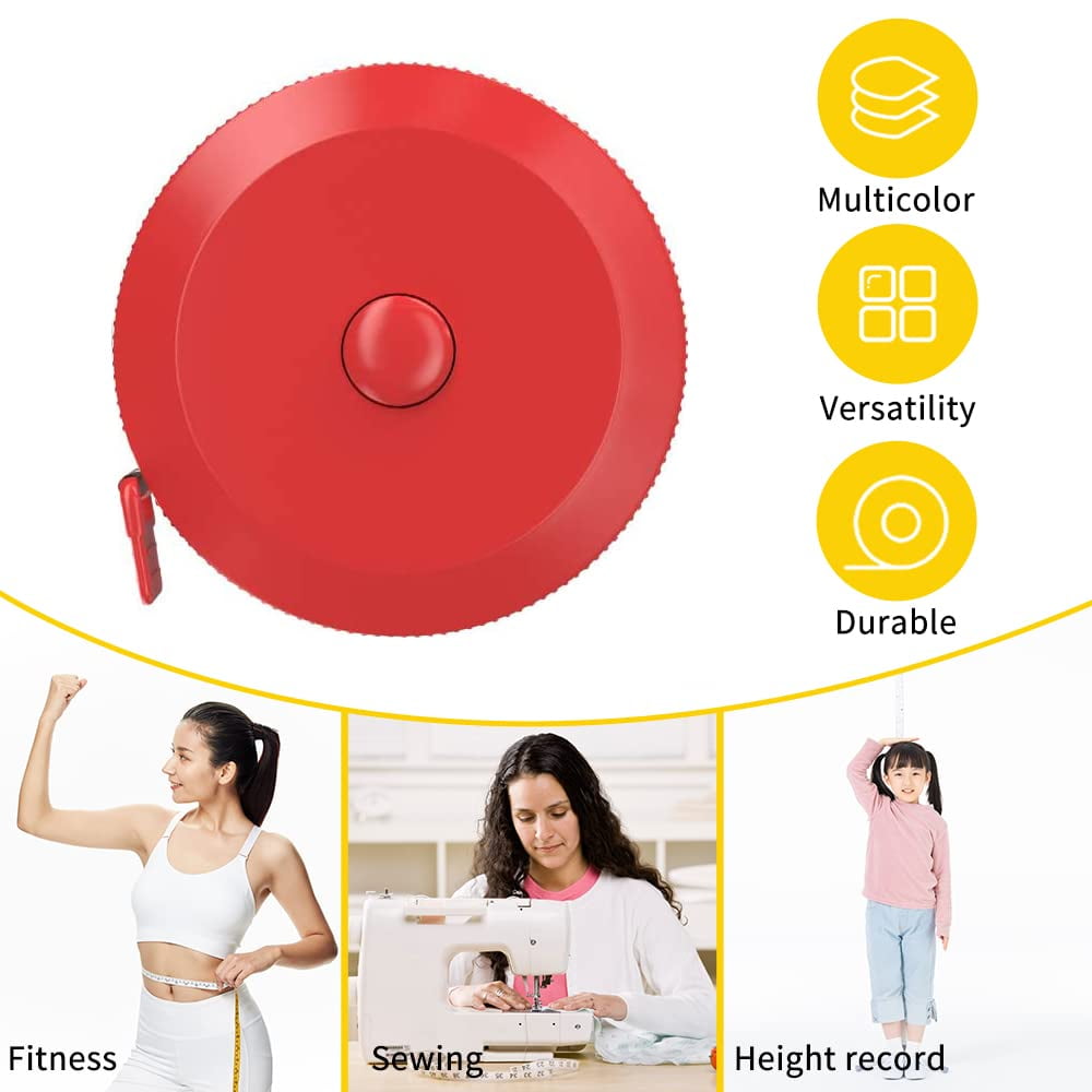 12 Pack Retractable Tape Measure Soft Push Button Measuring Tape Pocket 60 Inch / 150cm Dual Sided for Cloth Body Tai... - Image 6