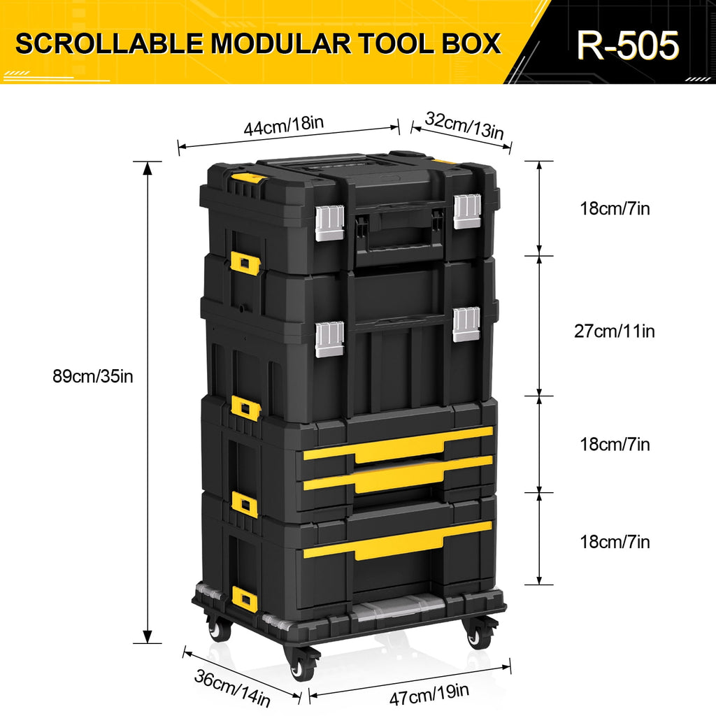 4-in-1 Tool Box with Wheels, Stackable Modular Tool Storage System with Drawers, 755lbs Heavy Duty Mobile Tool Chest ... - Image 2