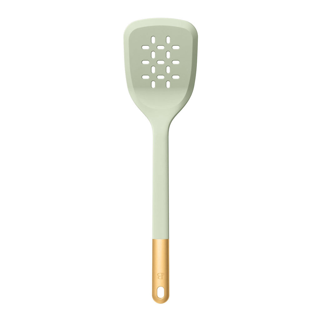 6-Piece Silicone Kitchen Utensil Tool Set with Rotating Rack by Drew Barrymore, Porcini Taupe