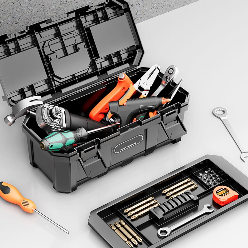 Reinforced Container Essential Tool Box with Secure Compartments Reinforced Mechanic Tool Chest Lockable Case for Repair - Image 3