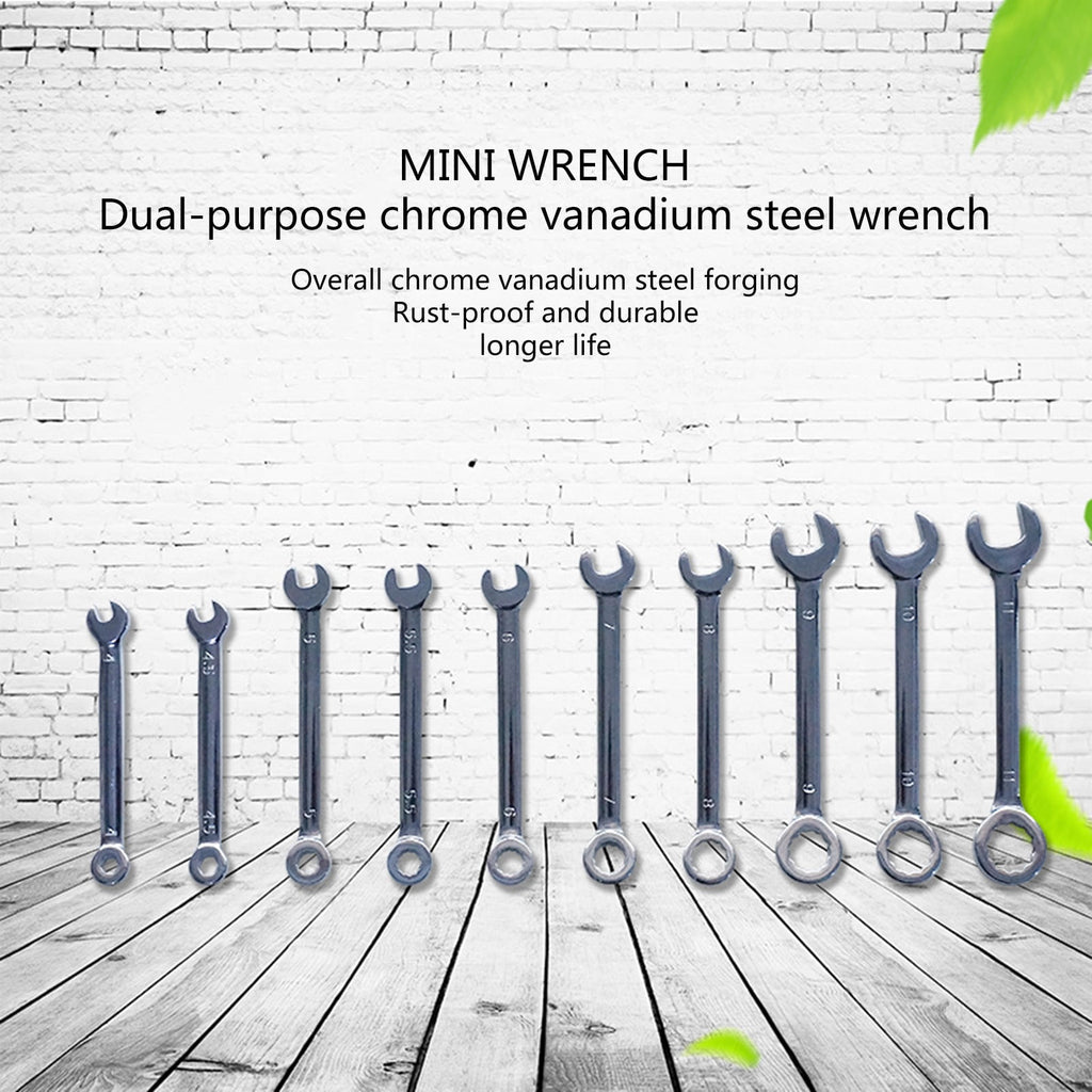 10Pcs 4-11mm Metric/Inch Mini Combination Wrench Set for Assembling Furniture - Image 2