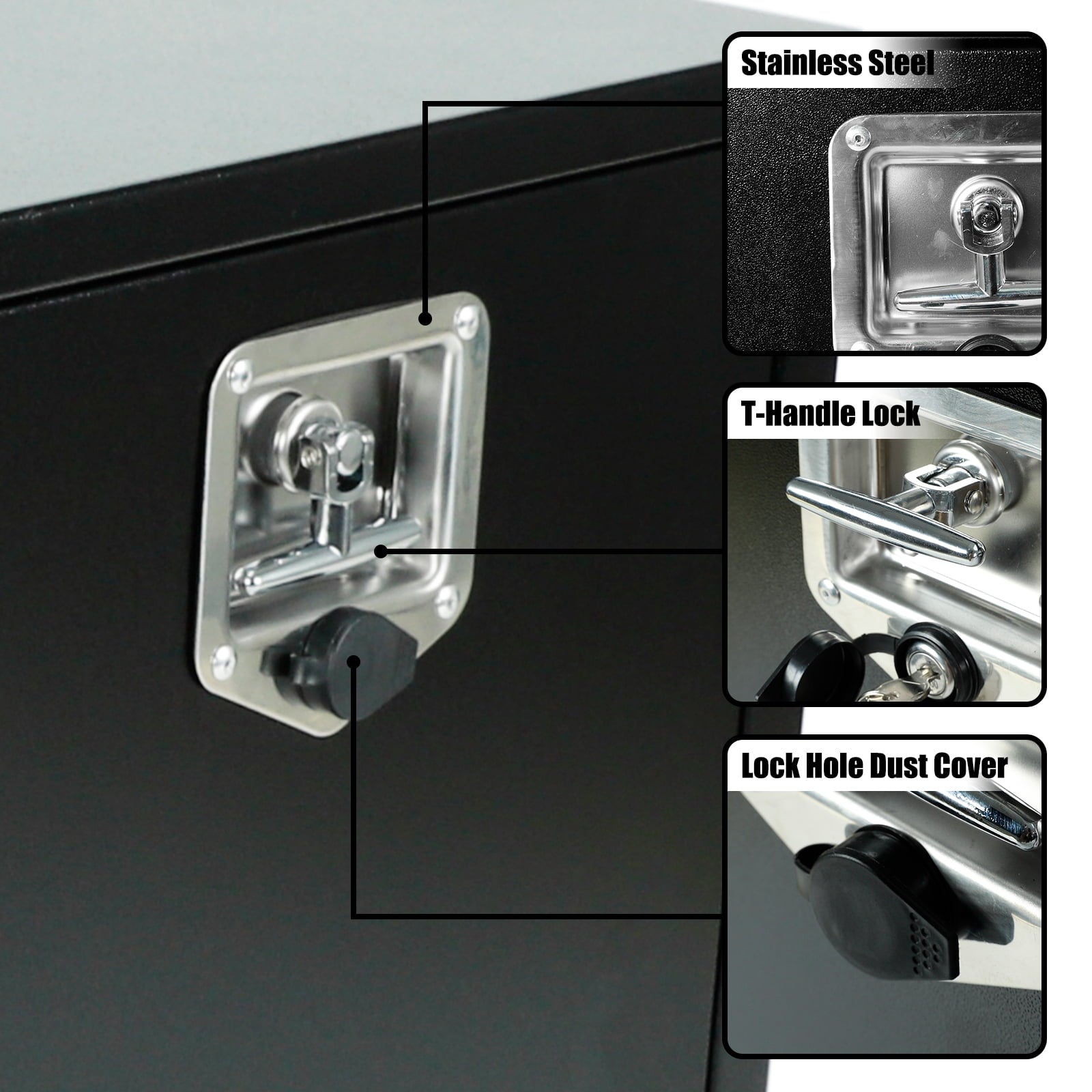 Steel Underbody Truck Tool Box with T-Handle Lock Latch, Truck ToolBox Truck Storage Organizer Tool Box Chest For Org... - Image 4