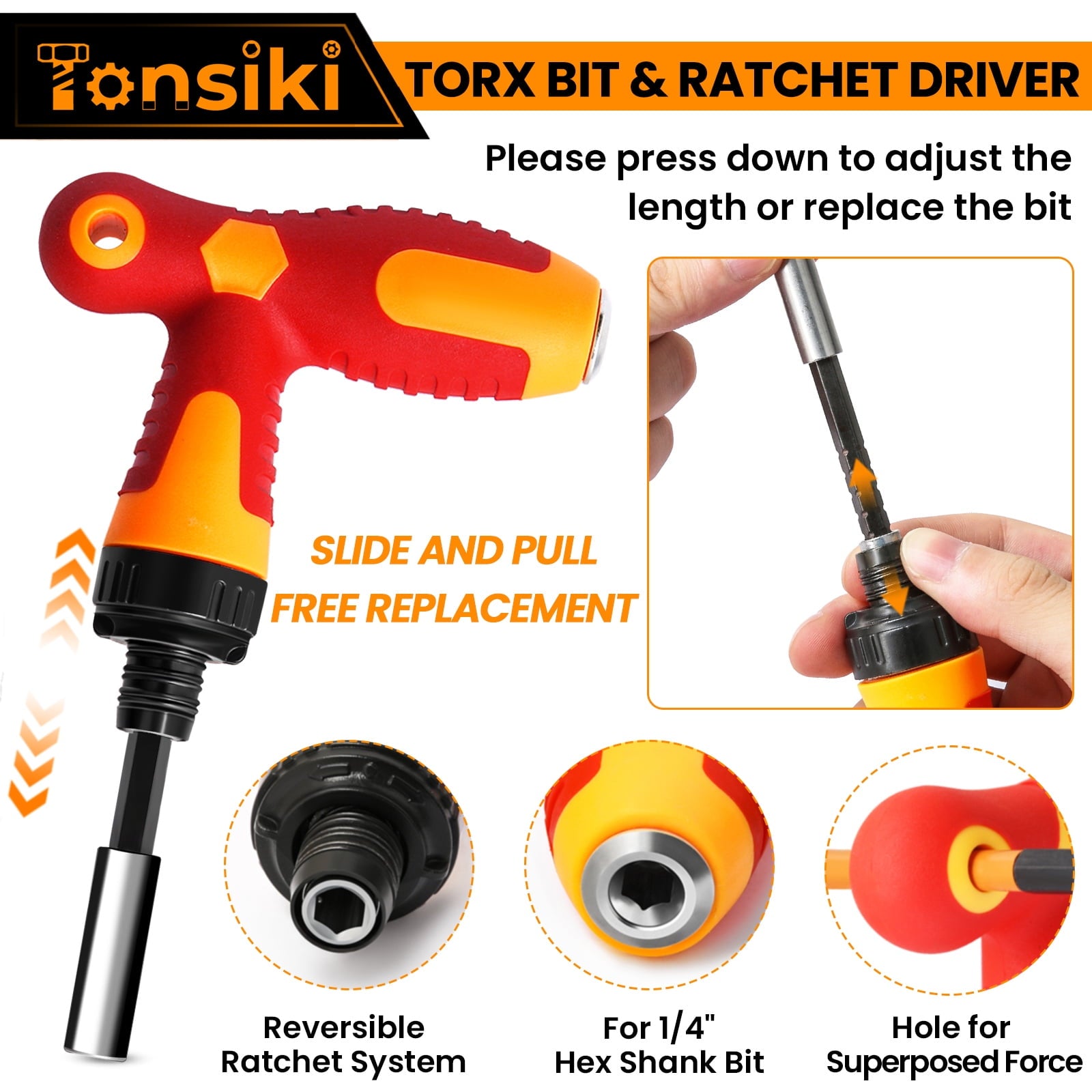 14Pcs Torx Bit Set, Tamper Proof Torx Bits with T Ratchet Screwdriver, 1/4 Hex Shank Magnetic Torx Screwdriver Sets f... - Image 4