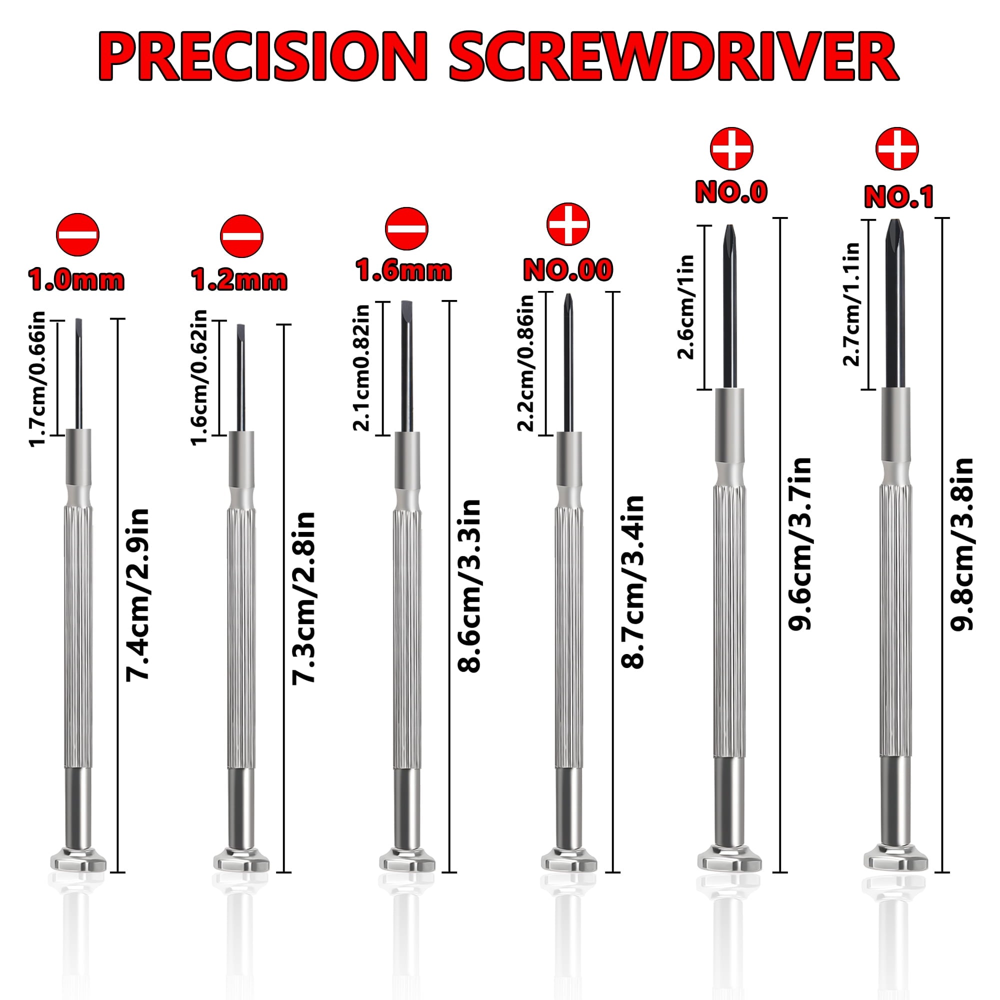 6 Pcs Small Screwdriver Set, Mini Screwdriver Set, Eyeglass Repair Screwdriver with 6 Different Sizes of Flat and Phi... - Image 2