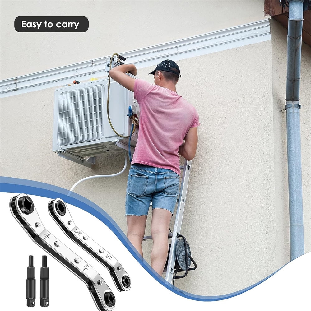 Refrigeration Set, 3/8 to 1/4, 5/16'' x 1/4'' Ratcheting with Hex Bit Adapter for Air Conditioning, Refrigeration Equ... - Image 3