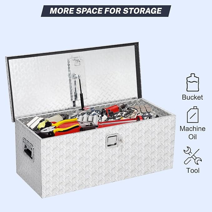 48 Inch Aluminum Truck Tool Box for Pickup Truck Bed RV Toolbox, Heavy Duty Tool Storage Box, Waterproof Storage Orga... - Image 3