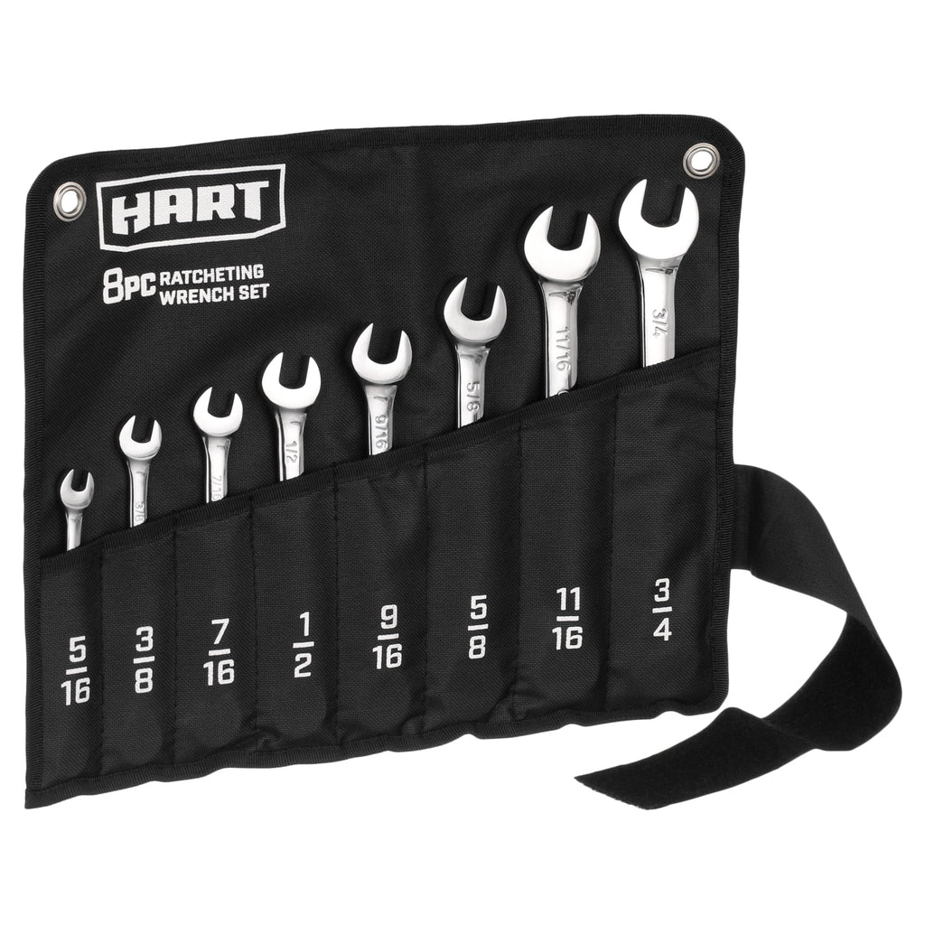 8-Piece SAE Ratcheting Wrench Set with Tool Pouch, Chrome Vanadium - Image 4