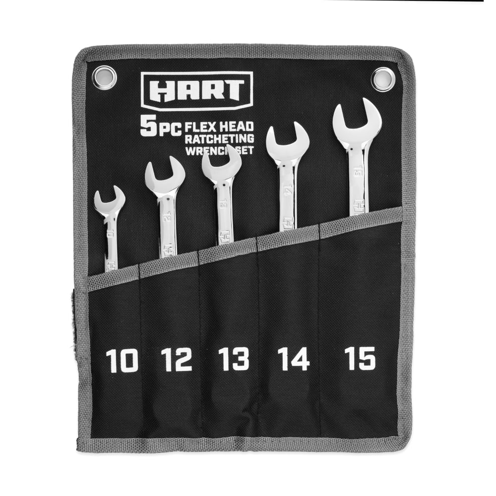 HART 5-Piece Flex Head Ratcheting Wrench Set, Metric Wrenches - Image 2