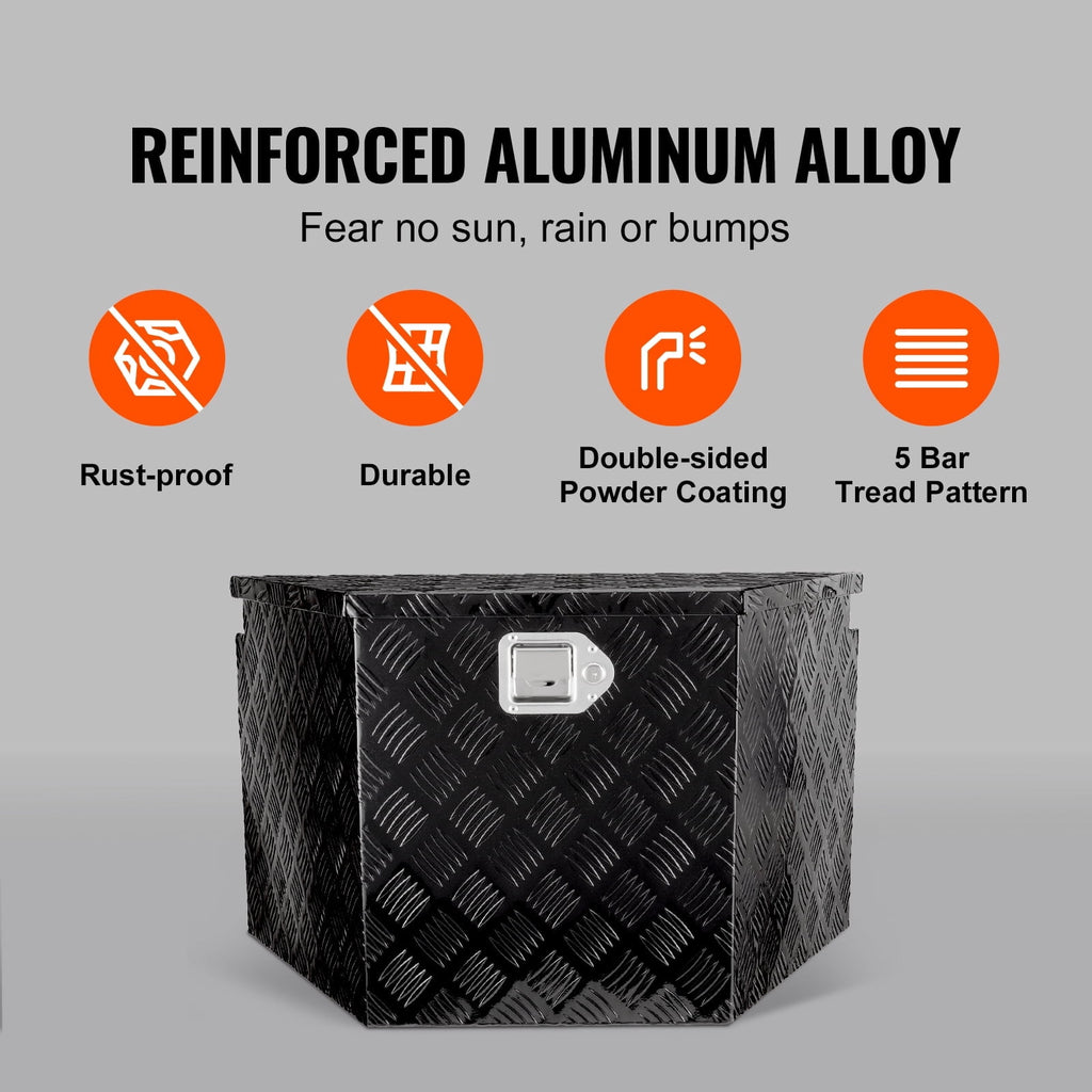 Aluminum Alloy Diamond Plate Trailer Tongue Tool Box, Durable Storage Chest with Lock and Keys, Utility Box for Picku... - Image 2